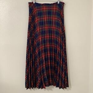 Handmade Vintage Plaid Old Money Cowgirl Western Country Pleated Maxi Skirt XL